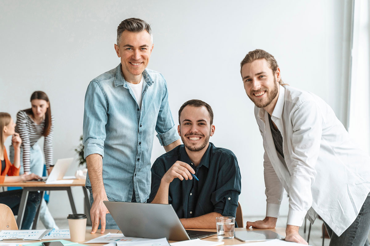 Business team together in an office